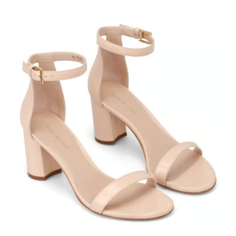Authentic Stuart Weitzman 75 Lessnudist nude leather sandals EU 36/US 5.5 New